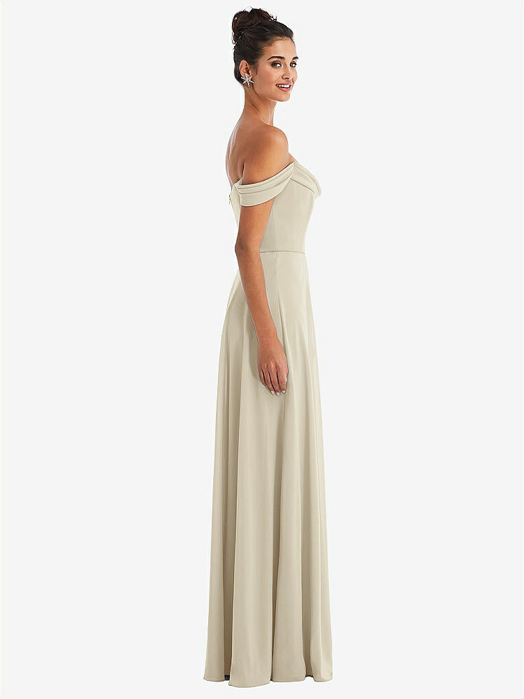 【NEW】【STYLE: TH065】オフショルダー ドレープ ネックライン マキシ ドレス【COLOR: Champagne】【SIZE: 00-30W】