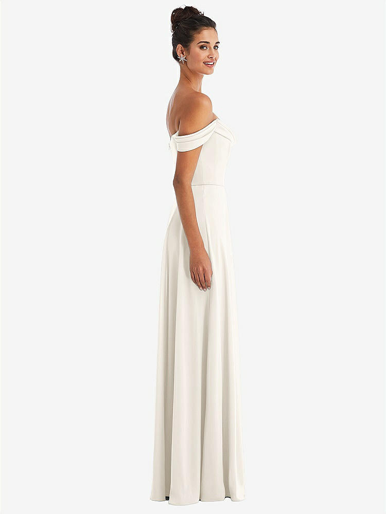 【STYLE: TH065】Off-the-Shoulder Draped Neckline Maxi Dress【COLOR: Ivory】