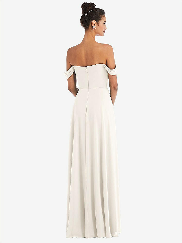 【STYLE: TH065】Off-the-Shoulder Draped Neckline Maxi Dress【COLOR: Ivory】