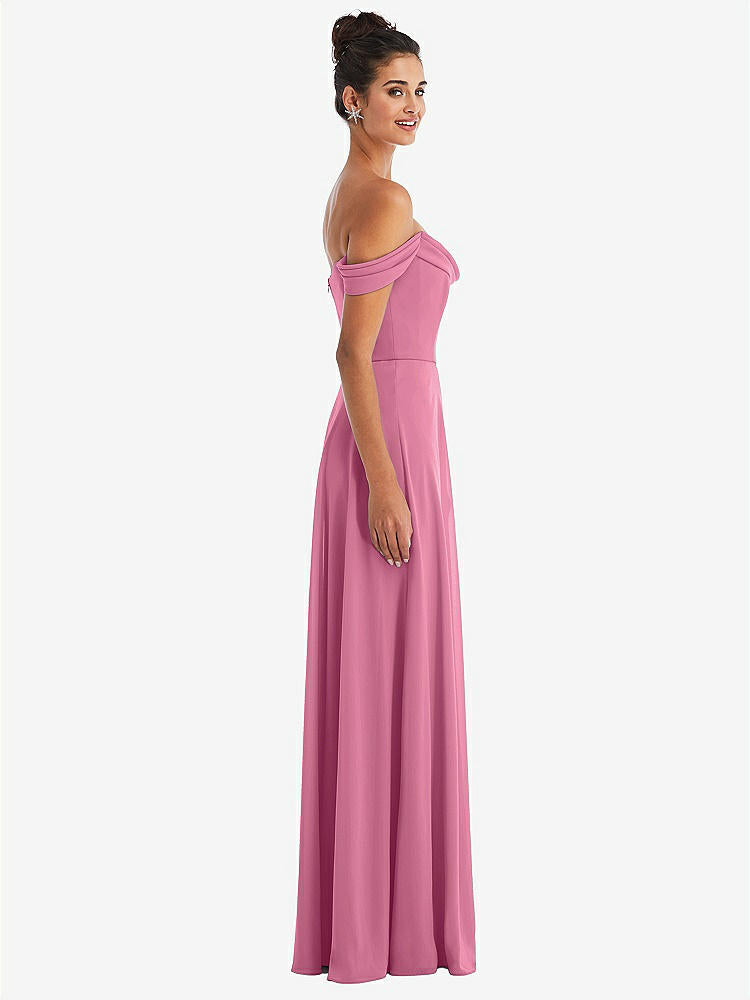 【NEW】【STYLE: TH065】オフショルダー ドレープ ネックライン マキシ ドレス【COLOR: Orchid Pink】【SIZE: 00-30W】