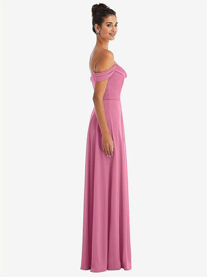 【NEW】【STYLE: TH065】オフショルダー ドレープ ネックライン マキシ ドレス【COLOR: Orchid Pink】【SIZE: 00-30W】