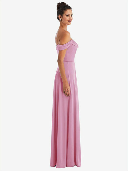 【NEW】【STYLE: TH065】オフショルダー ドレープ ネックライン マキシ ドレス【COLOR: Powder Pink】【SIZE: 00-30W】