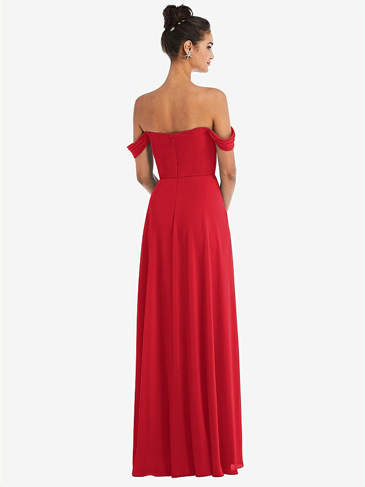 【STYLE: TH065】Off-the-Shoulder Draped Neckline Maxi Dress【COLOR: Parisian Red】