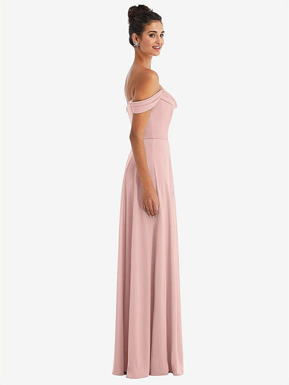 【NEW】【STYLE: TH065】オフショルダー ドレープ ネックライン マキシ ドレス【COLOR: Rose - PANTONE Rose Quartz】【SIZE: 00-30W】