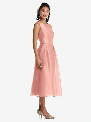 【STYLE: TH066】ボートネック ミディ丈 ドレス【COLOR: Apricot】【SIZE: 00-30W】