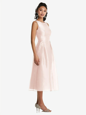 【STYLE: TH066】ボートネック ミディ丈 ドレス【COLOR: Blush】【SIZE: 00-30W】