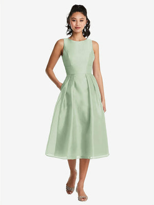 【STYLE: TH066】ボートネック ミディ丈 ドレス【COLOR: Celadon】【SIZE: 00-30W】