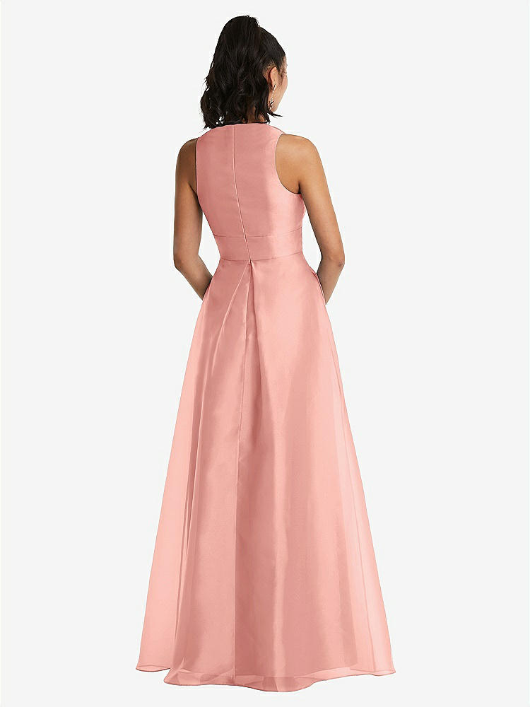 【STYLE: TH068】Plunging Neckline Pleated Skirt Maxi Dress with Pockets【COLOR: Apricot】