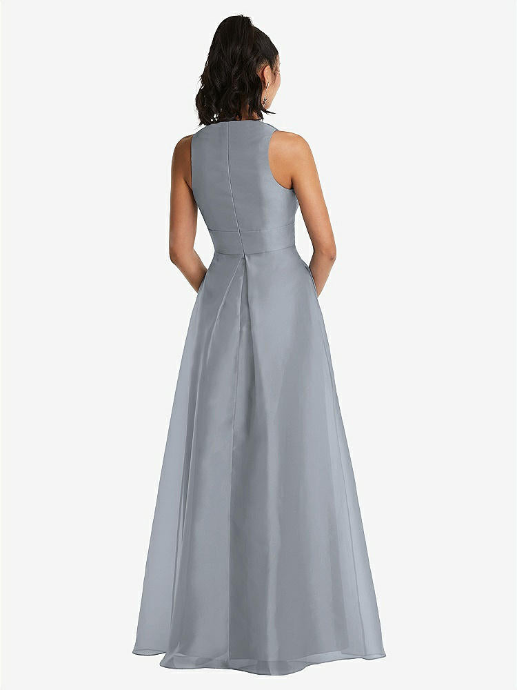 【STYLE: TH068】Plunging Neckline Pleated Skirt Maxi Dress with Pockets【COLOR: Platinum】