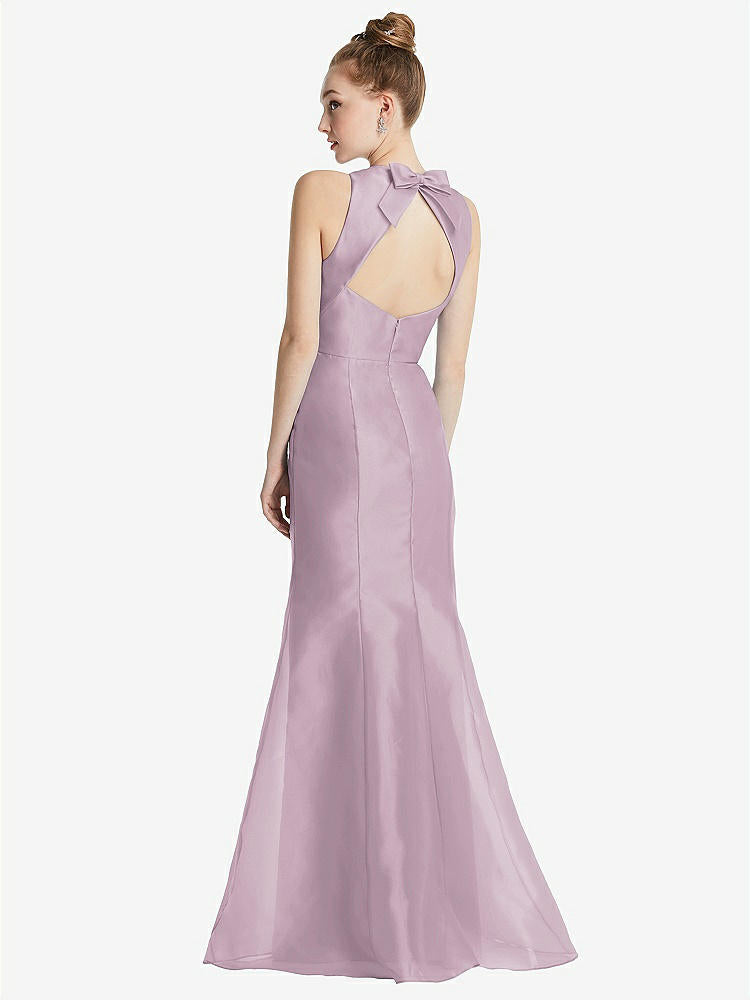 【STYLE: TH069】Bateau Neck Open-Back Maxi Dress with Bow Detail【COLOR: Suede Rose】