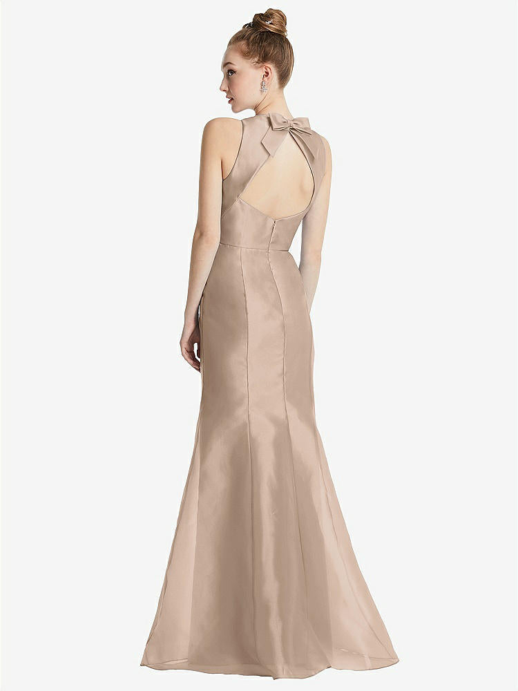 【STYLE: TH069】Bateau Neck Open-Back Maxi Dress with Bow Detail【COLOR: Topaz】