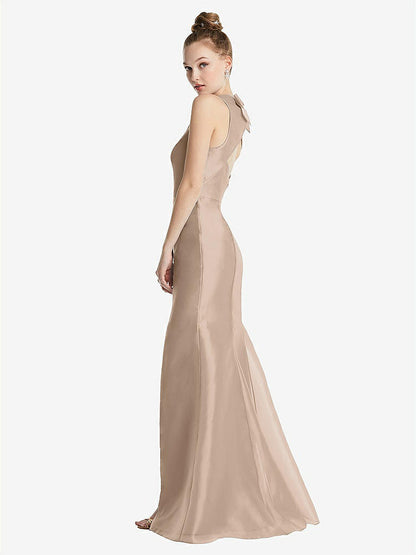 【STYLE: TH069】Bateau Neck Open-Back Maxi Dress with Bow Detail【COLOR: Topaz】