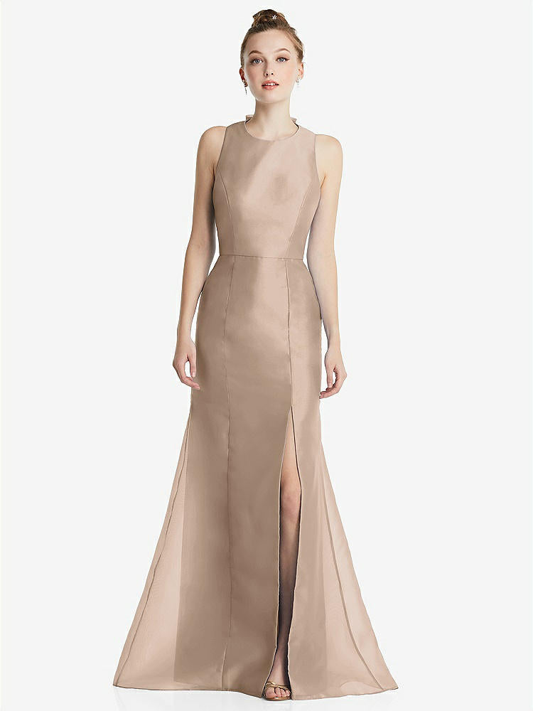 【STYLE: TH069】Bateau Neck Open-Back Maxi Dress with Bow Detail【COLOR: Topaz】