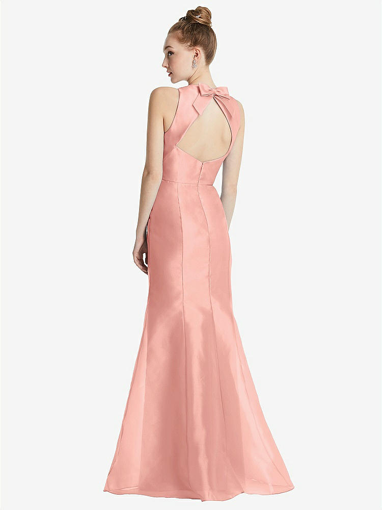 【STYLE: TH069】Bateau Neck Open-Back Maxi Dress with Bow Detail【COLOR: Apricot】