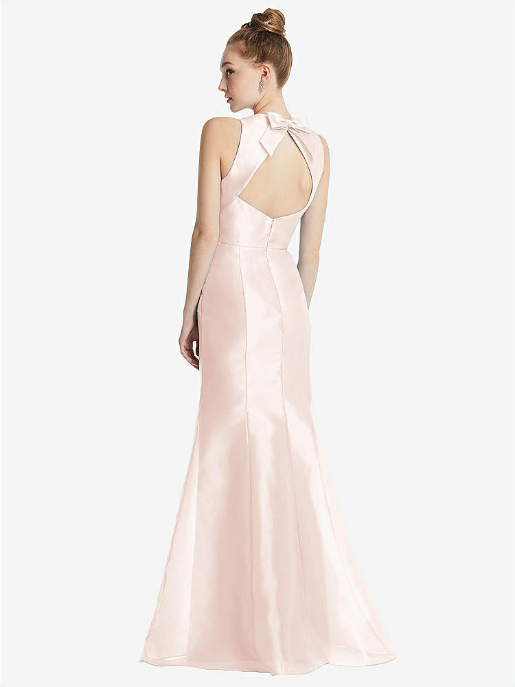 【STYLE: TH069】Bateau Neck Open-Back Maxi Dress with Bow Detail【COLOR: Blush】