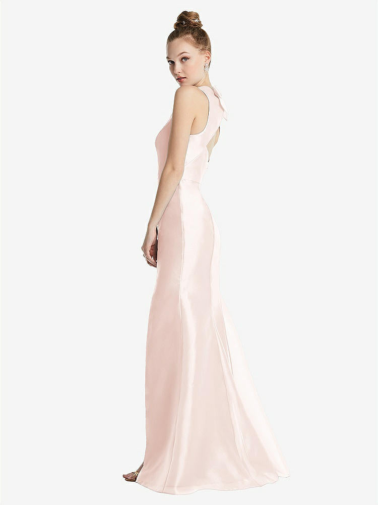 【STYLE: TH069】Bateau Neck Open-Back Maxi Dress with Bow Detail【COLOR: Blush】