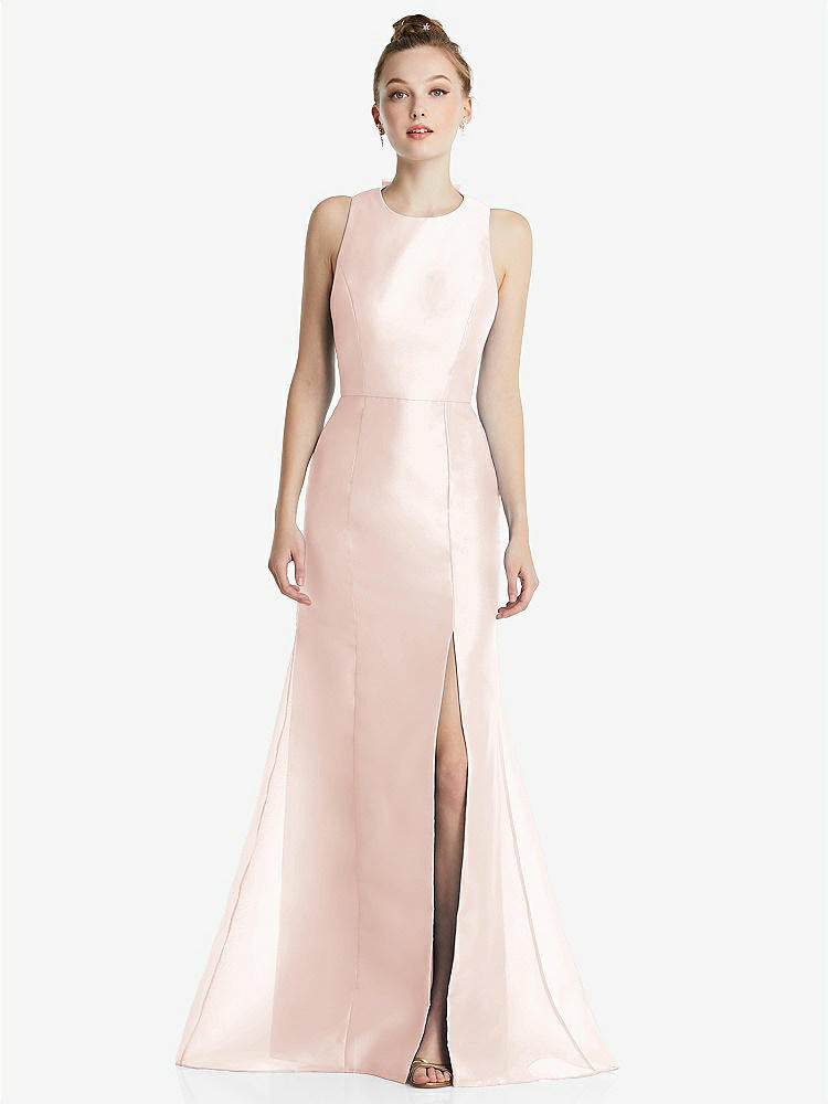 【STYLE: TH069】Bateau Neck Open-Back Maxi Dress with Bow Detail【COLOR: Blush】