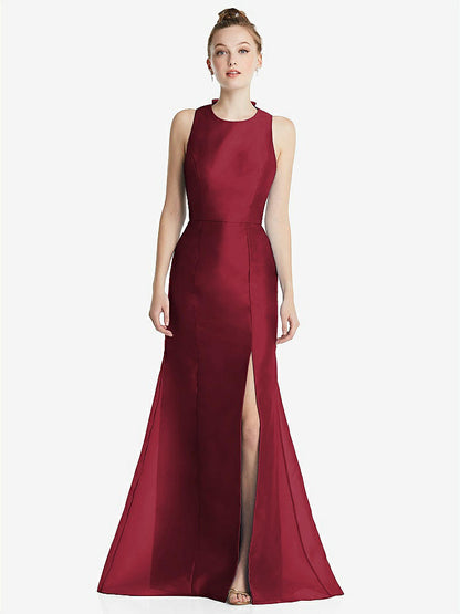 【STYLE: TH069】Bateau Neck Open-Back Maxi Dress with Bow Detail【COLOR: Claret】