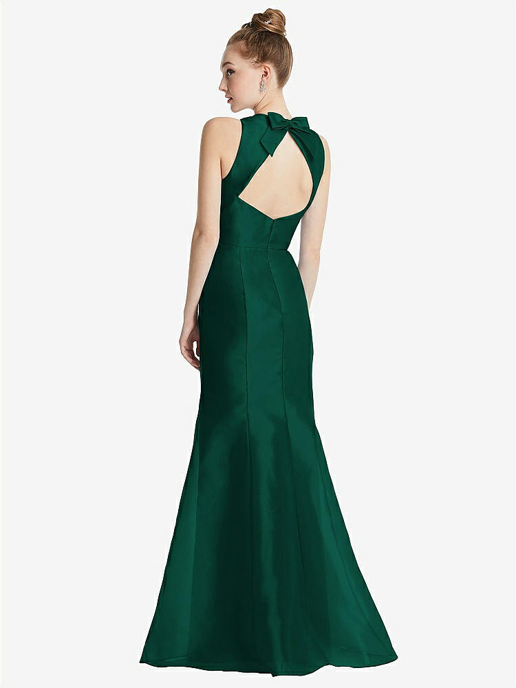 【STYLE: TH069】Bateau Neck Open-Back Maxi Dress with Bow Detail【COLOR: Hunter Green】