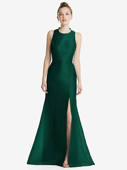 【STYLE: TH069】Bateau Neck Open-Back Maxi Dress with Bow Detail【COLOR: Hunter Green】