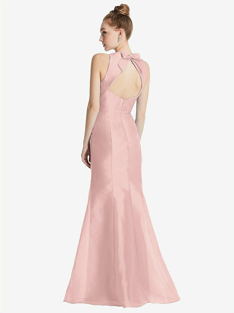【STYLE: TH069】Bateau Neck Open-Back Maxi Dress with Bow Detail【COLOR: Rose - PANTONE Rose Quartz】
