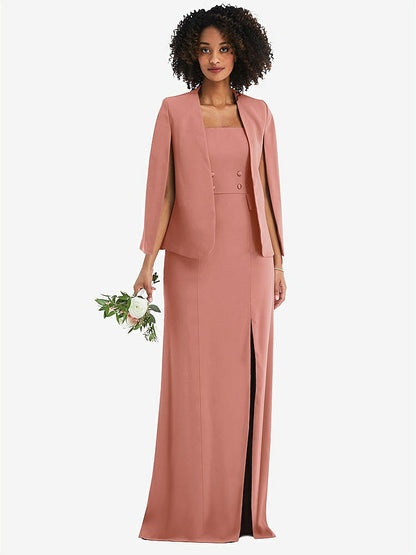 【NEW】【STYLE: J525】オープンフロント スプリット スリーブ ケープ ジャケット【COLOR: Desert Rose】【SIZE: 00-30W】