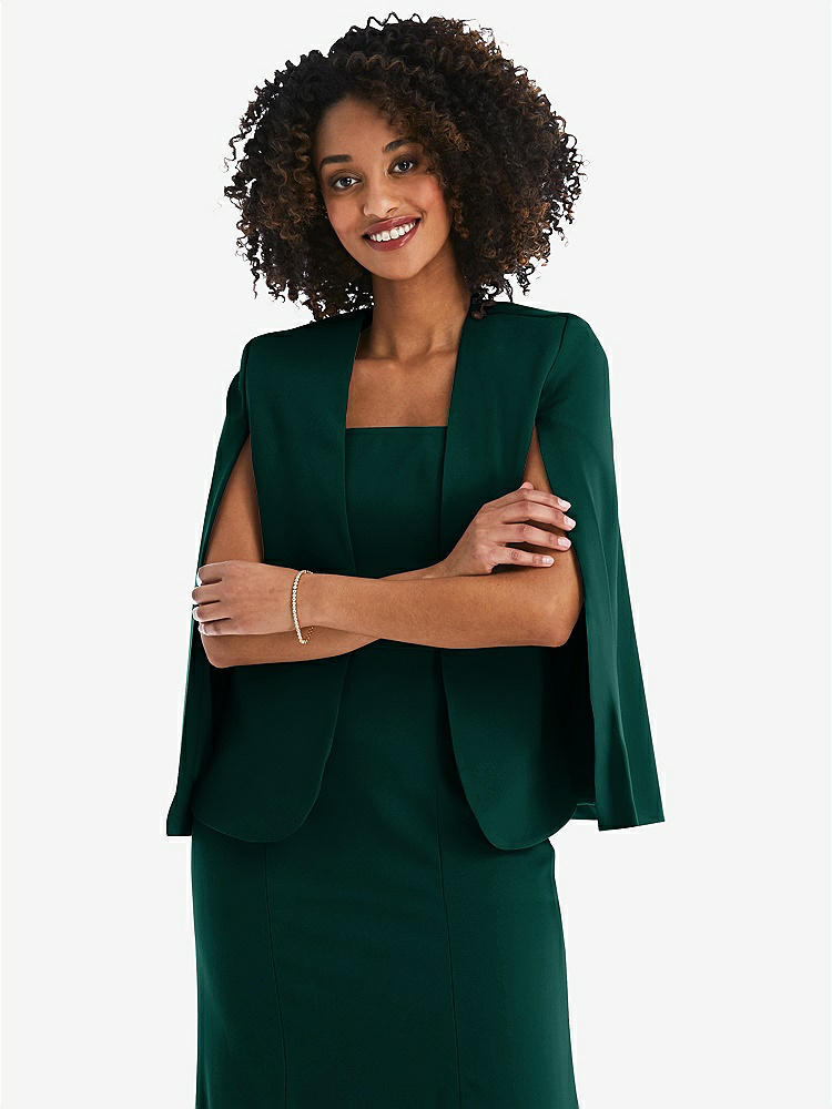 【STYLE: J525】Open-Front Split Sleeve Cape Jacket【COLOR: Evergreen】