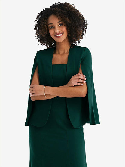 【STYLE: J525】Open-Front Split Sleeve Cape Jacket【COLOR: Evergreen】