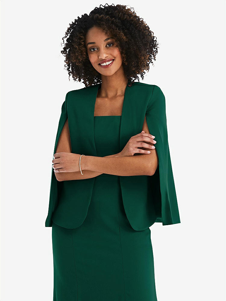 【STYLE: J525】Open-Front Split Sleeve Cape Jacket【COLOR: Hunter Green】