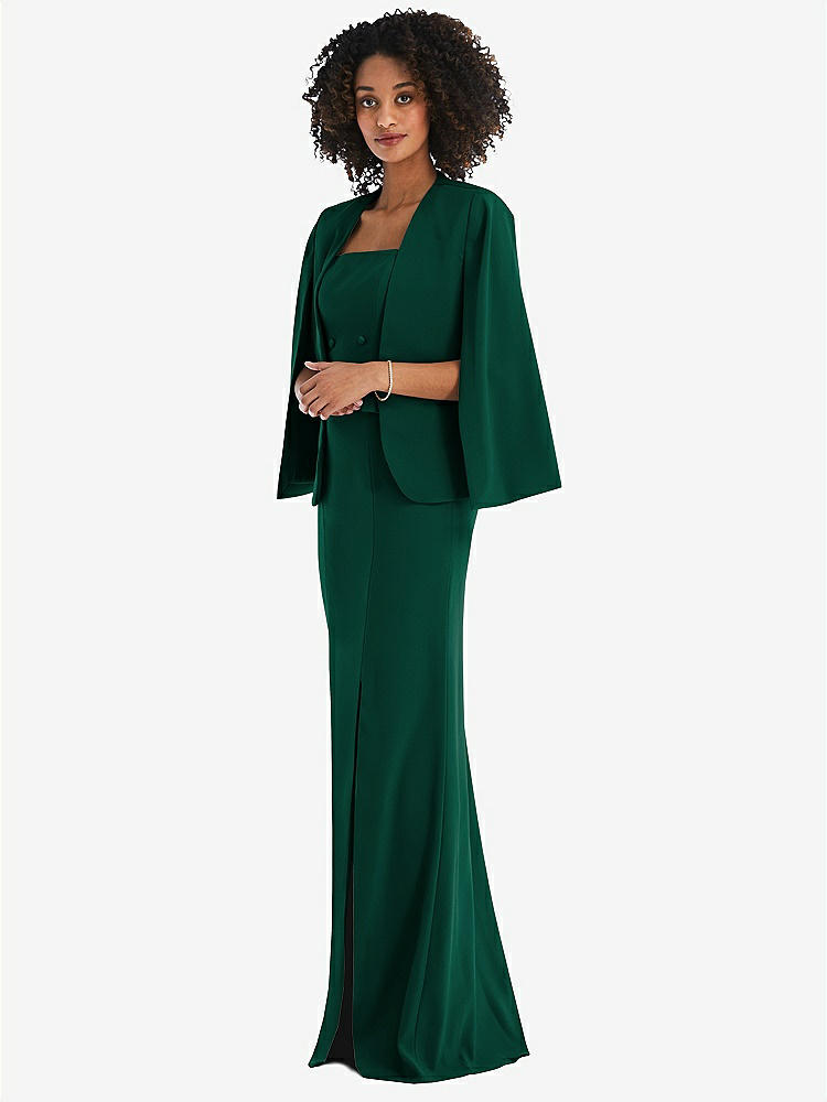 【STYLE: J525】Open-Front Split Sleeve Cape Jacket【COLOR: Hunter Green】