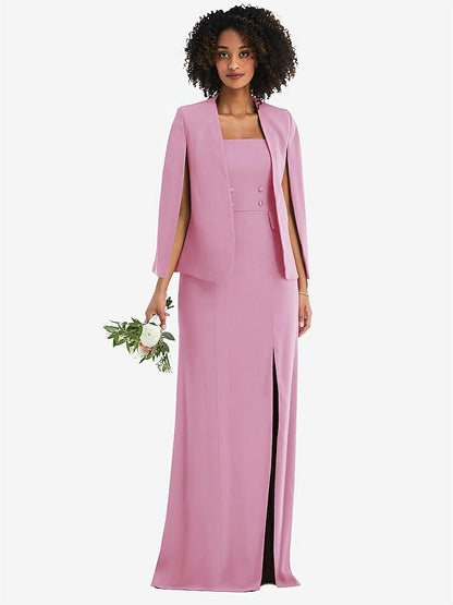 【NEW】【STYLE: J525】オープンフロント スプリット スリーブ ケープ ジャケット【COLOR: Powder Pink】【SIZE: 00-30W】