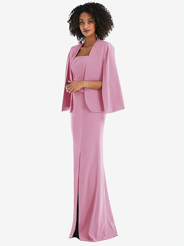 【NEW】【STYLE: J525】オープンフロント スプリット スリーブ ケープ ジャケット【COLOR: Powder Pink】【SIZE: 00-30W】
