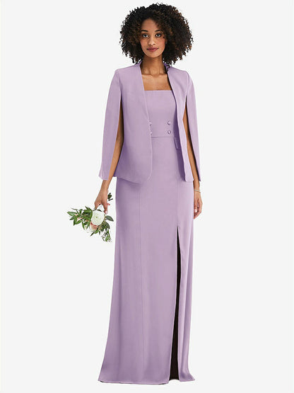 【NEW】【STYLE: J525】オープンフロント スプリット スリーブ ケープ ジャケット【COLOR: Pale Purple】【SIZE: 00-30W】