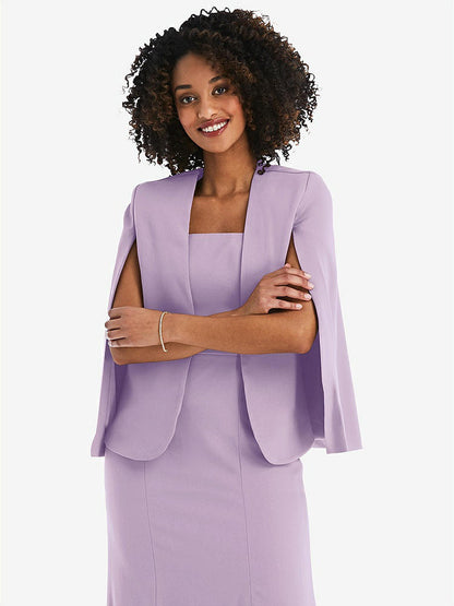 【NEW】【STYLE: J525】オープンフロント スプリット スリーブ ケープ ジャケット【COLOR: Pale Purple】【SIZE: 00-30W】