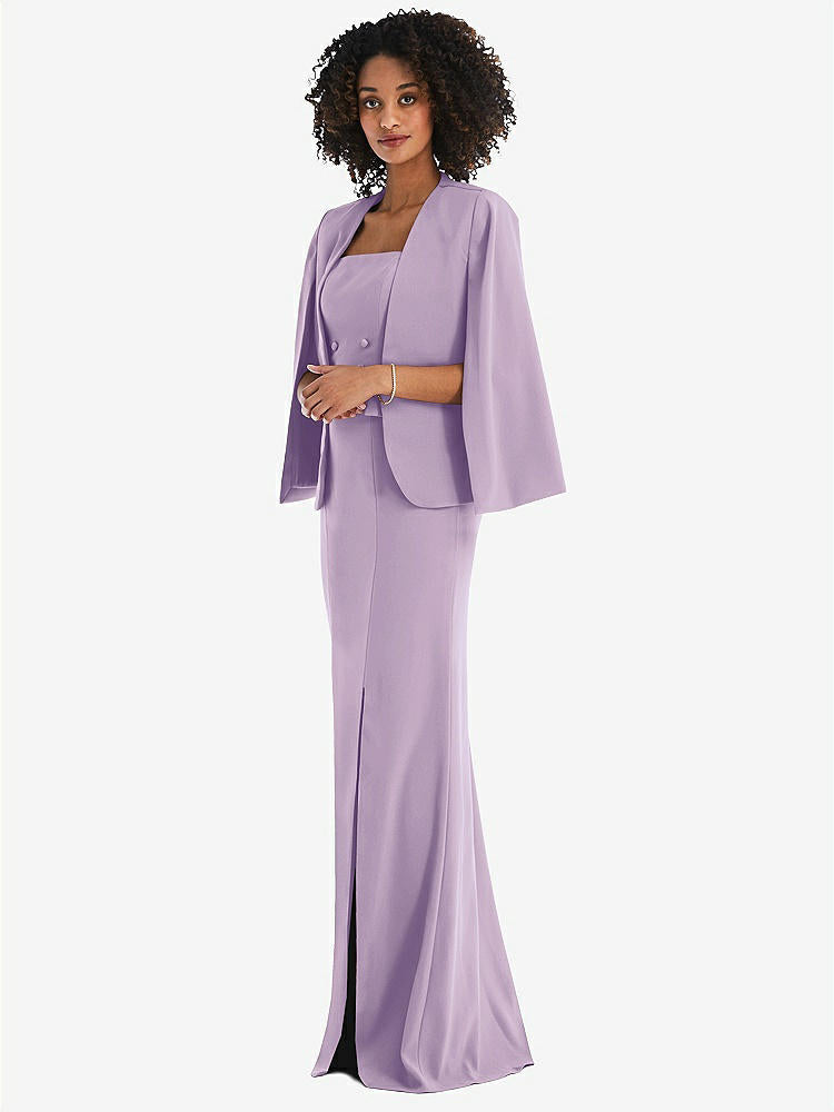 【NEW】【STYLE: J525】オープンフロント スプリット スリーブ ケープ ジャケット【COLOR: Pale Purple】【SIZE: 00-30W】