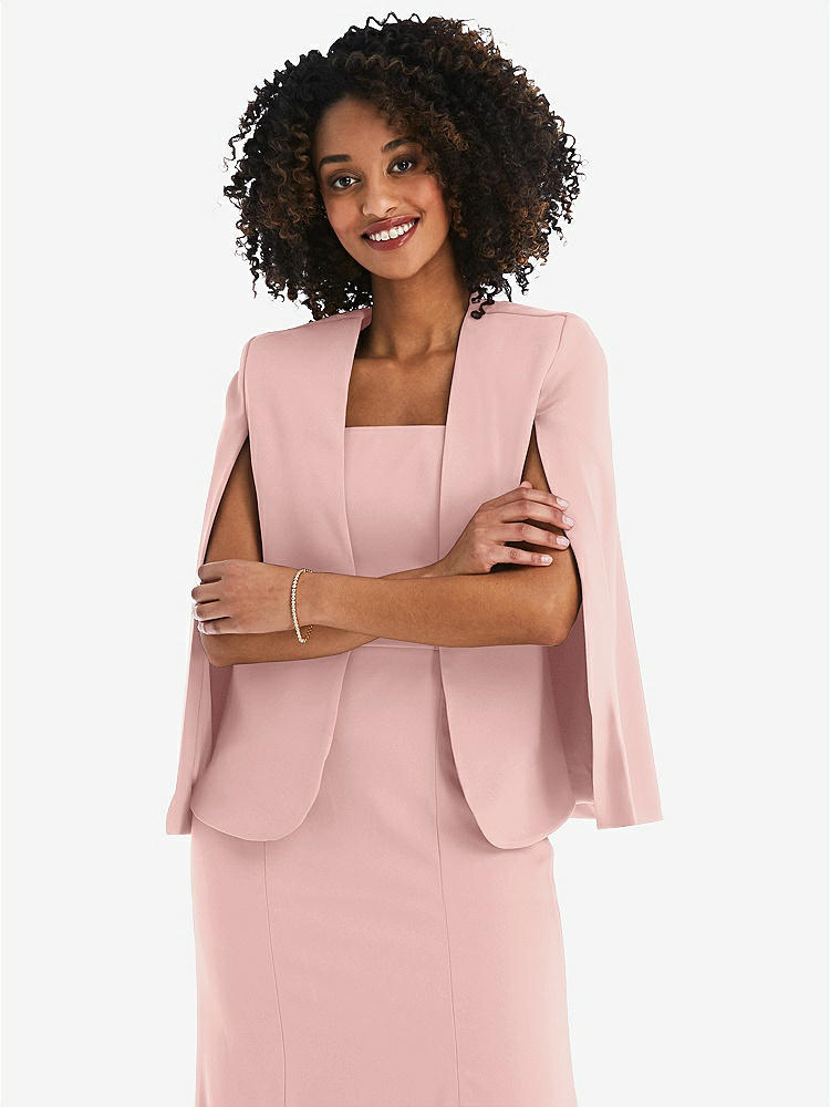 【STYLE: J525】Open-Front Split Sleeve Cape Jacket【COLOR: Rose - PANTONE Rose Quartz】