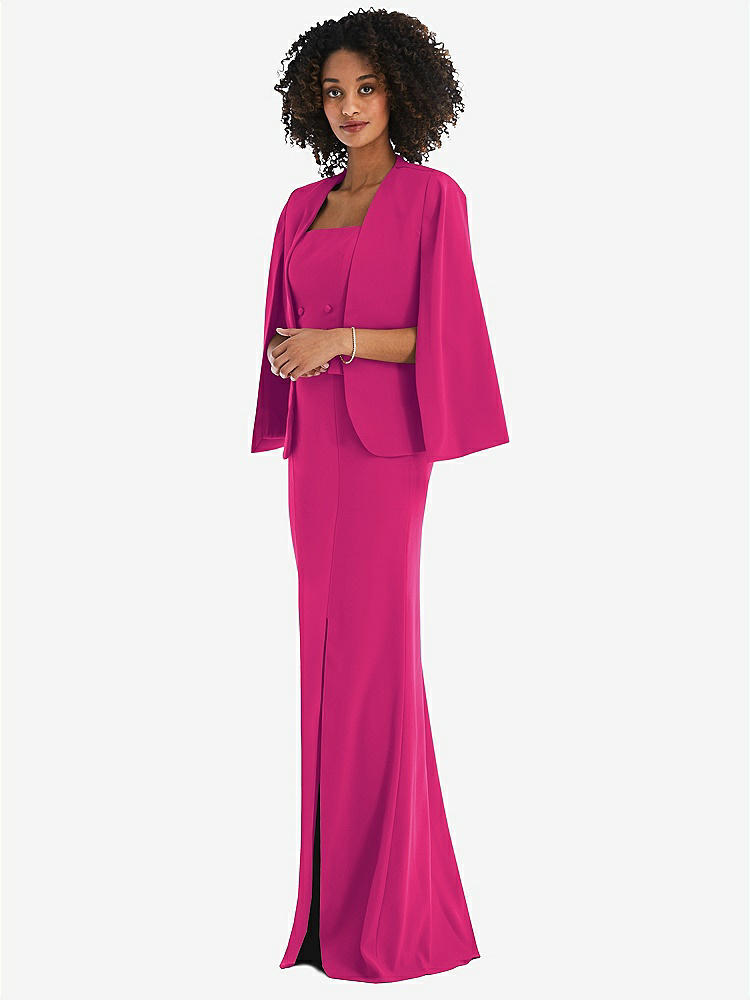 【NEW】【STYLE: J525】オープンフロント スプリット スリーブ ケープ ジャケット【COLOR: Think Pink】【SIZE: 00-30W】