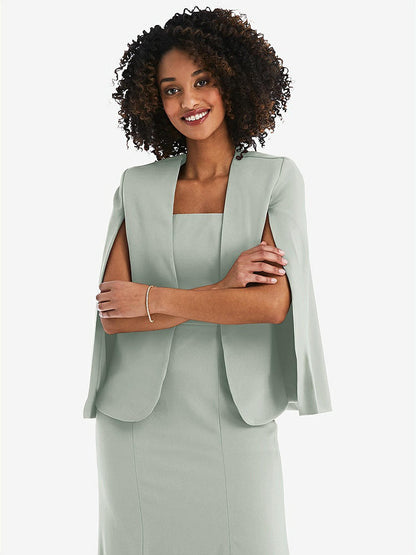 【STYLE: J525】Open-Front Split Sleeve Cape Jacket【COLOR: Willow Green】