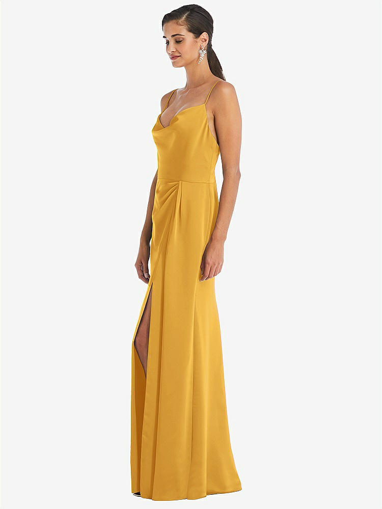 【NEW】【STYLE: 3072】カウルネック ドレープ ラップ マキシ ドレス 前面 スリット【COLOR: NYC Yellow】【SIZE: 00-30W】