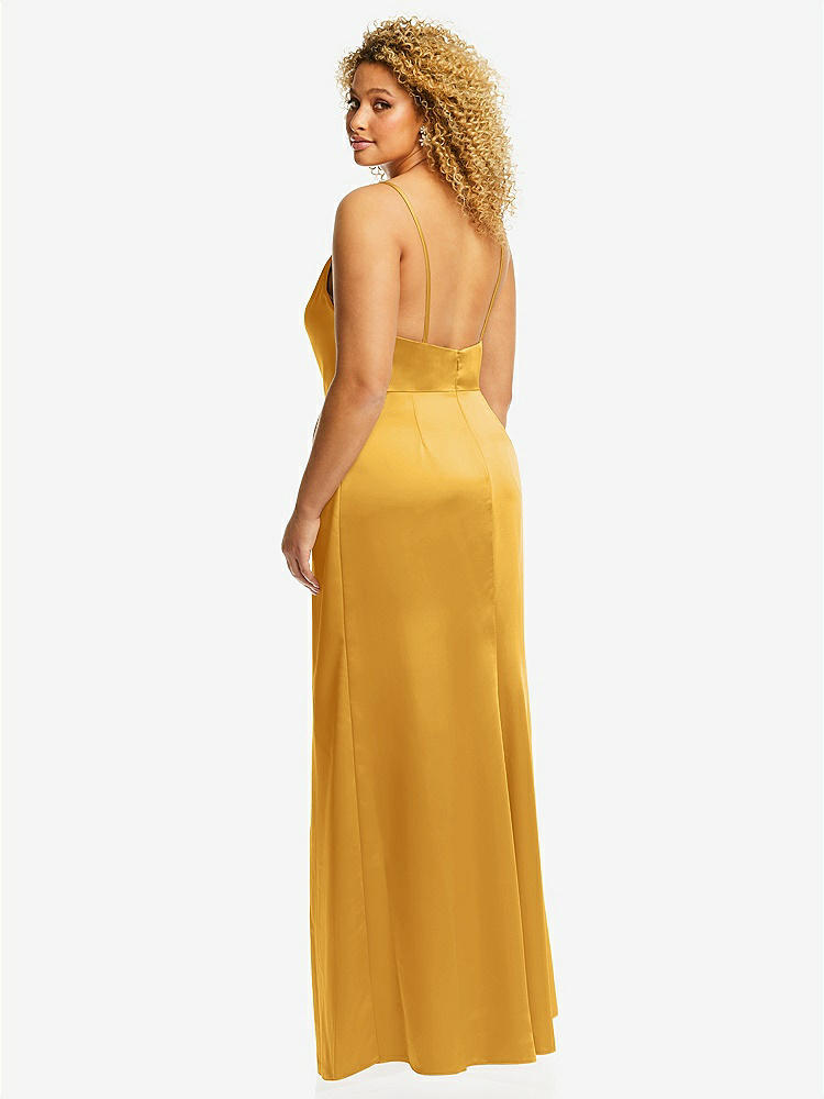 【NEW】【STYLE: 3072】カウルネック ドレープ ラップ マキシ ドレス 前面 スリット【COLOR: NYC Yellow】【SIZE: 00-30W】