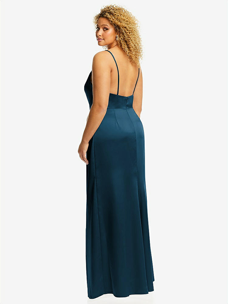 【NEW】【STYLE: 3072】カウルネック ドレープ ラップ マキシ ドレス 前面 スリット【COLOR: Atlantic Blue】【SIZE: 00-30W】