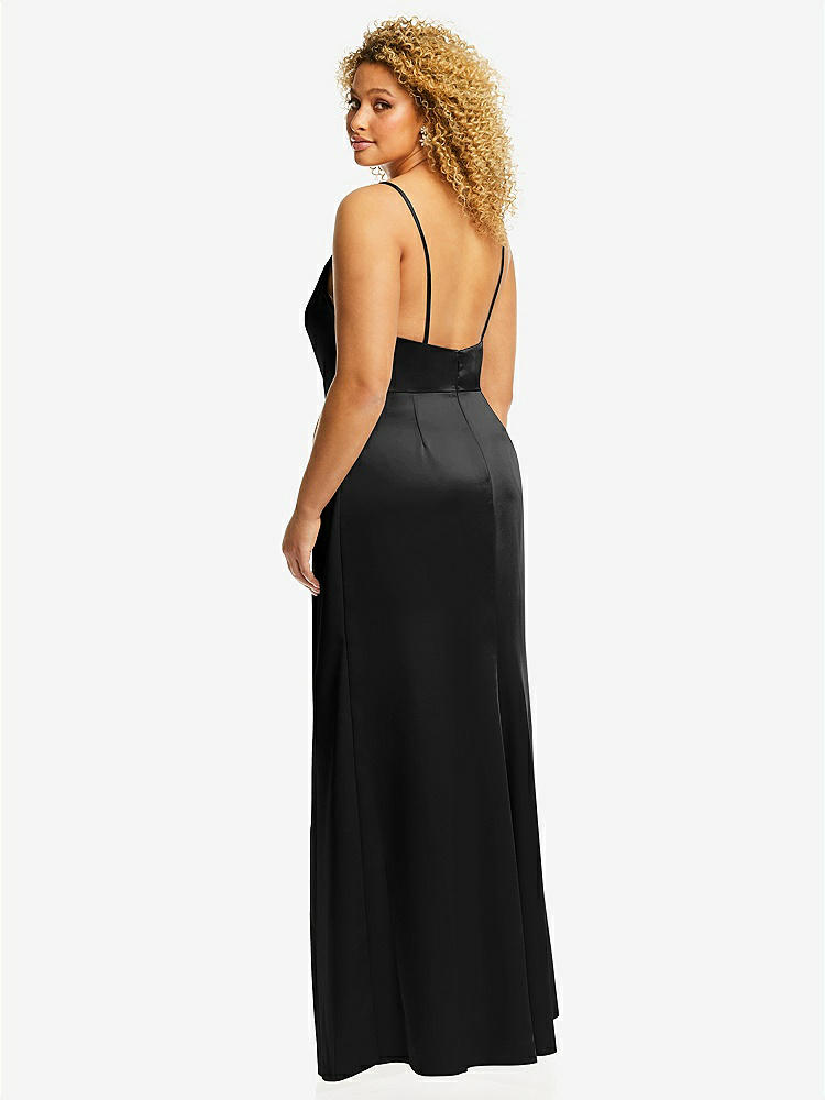【STYLE: 3072】Cowl-Neck Draped Wrap Maxi Dress with Front Slit【COLOR: Black】