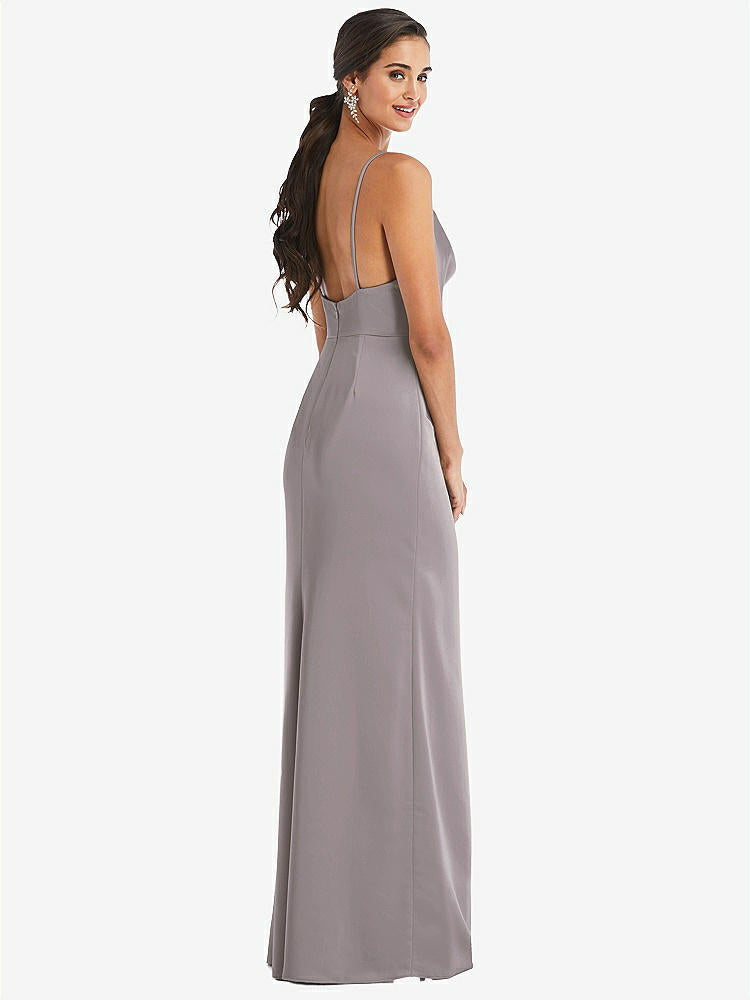 【NEW】【STYLE: 3072】カウルネック ドレープ ラップ マキシ ドレス 前面 スリット【COLOR: Cashmere Gray】【SIZE: 00-30W】