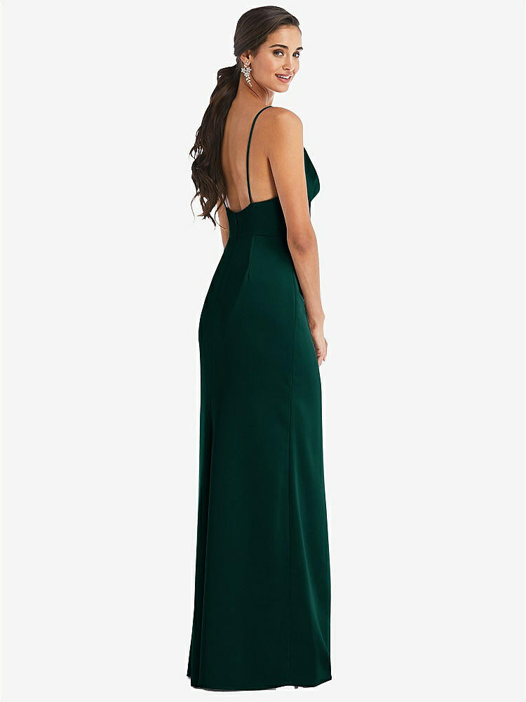 【STYLE: 3072】Cowl-Neck Draped Wrap Maxi Dress with Front Slit【COLOR: Evergreen】