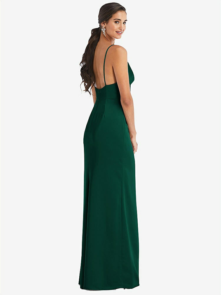 【STYLE: 3072】Cowl-Neck Draped Wrap Maxi Dress with Front Slit【COLOR: Hunter Green】