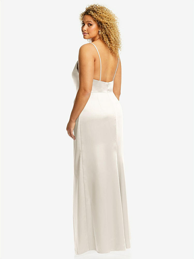 【STYLE: 3072】Cowl-Neck Draped Wrap Maxi Dress with Front Slit【COLOR: Ivory】