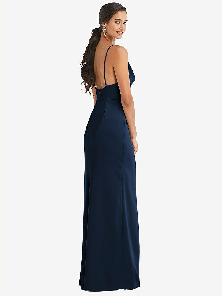 【NEW】【STYLE: 3072】カウルネック ドレープ ラップ マキシ ドレス 前面 スリット【COLOR: Midnight Navy】【SIZE: 00-30W】