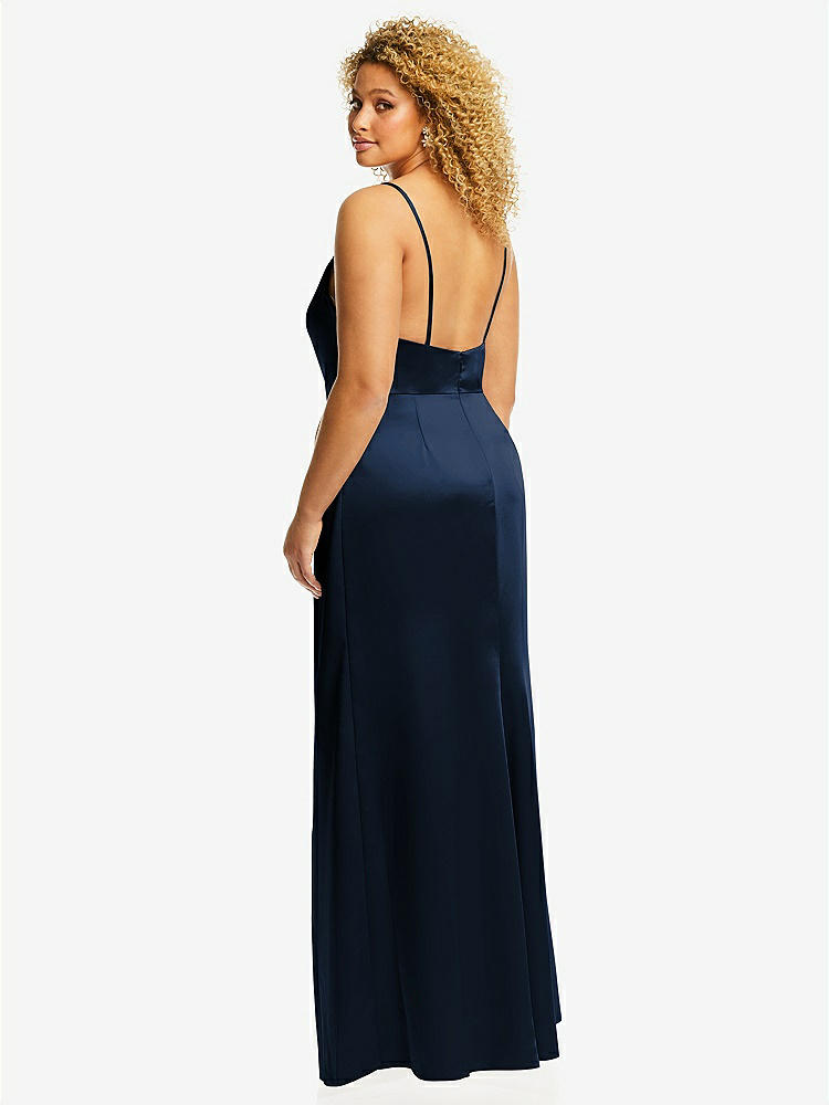 【NEW】【STYLE: 3072】カウルネック ドレープ ラップ マキシ ドレス 前面 スリット【COLOR: Midnight Navy】【SIZE: 00-30W】
