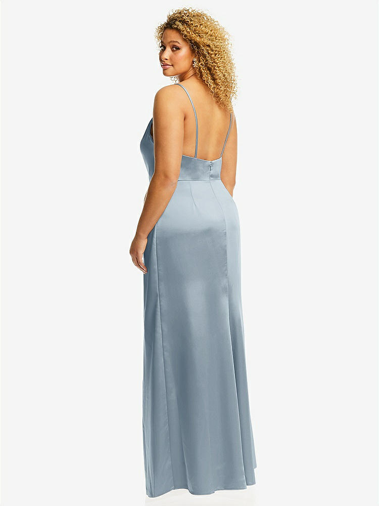 【NEW】【STYLE: 3072】カウルネック ドレープ ラップ マキシ ドレス 前面 スリット【COLOR: Mist】【SIZE: 00-30W】