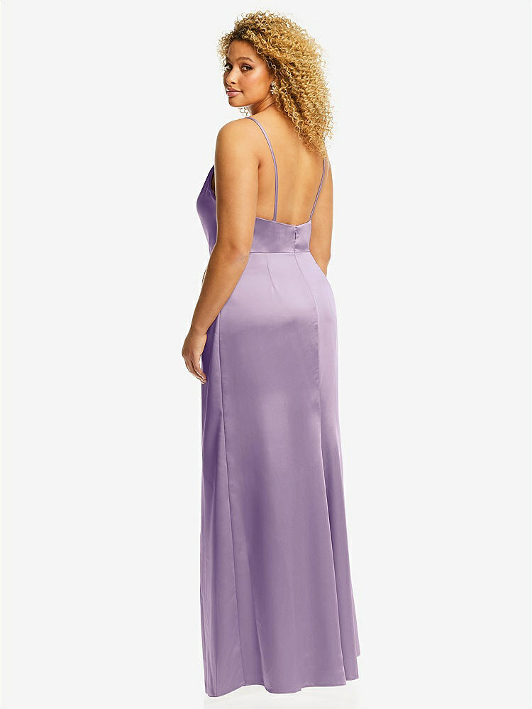 【NEW】【STYLE: 3072】カウルネック ドレープ ラップ マキシ ドレス 前面 スリット【COLOR: Pale Purple】【SIZE: 00-30W】
